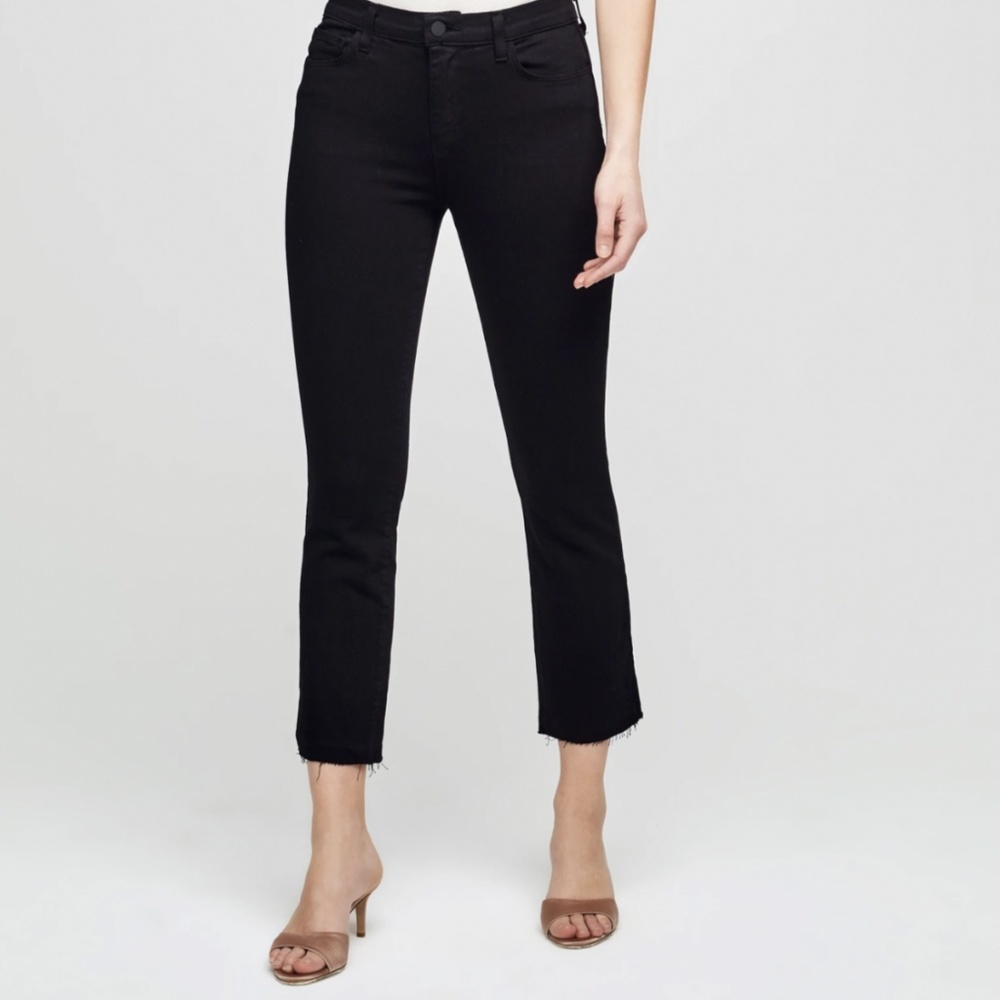 L'Agence Black Sada Cropped Slim Jeans 26